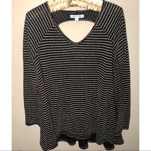 black and white stripe long sleeve top